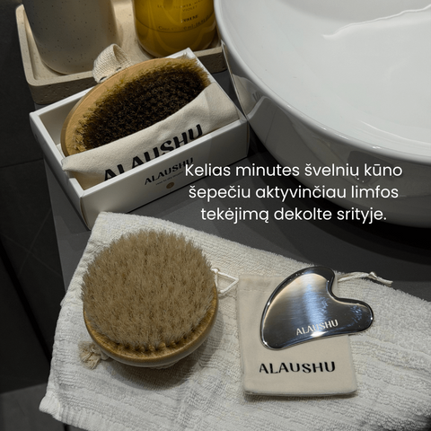 ALAUSHU® Švelnus kūno šepetys sausam kūno masažui, vario kūno šepetys sausam kūno masažui, Gua Sha mentelė veido masažui.