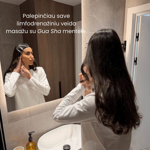 ALAUSHU® Švelnus kūno šepetys sausam kūno masažui ir veido masažas nerūdijančio plieno Gua Sha mentele.